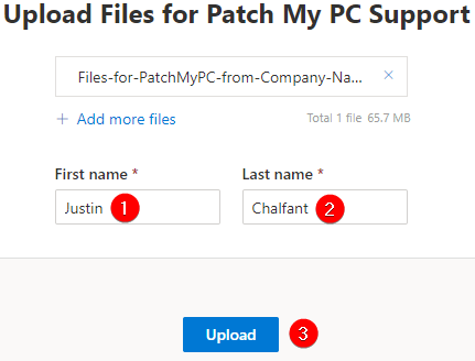 Upload files for support to Sharepoint