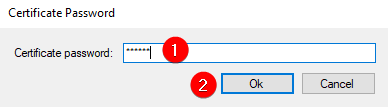 certificate password for WSUS on Import