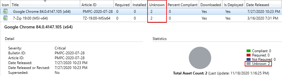 ConfigMgr Updates Showing Unknown Software Update Status