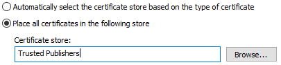 Install Certificate to Trusted Publishers certlm