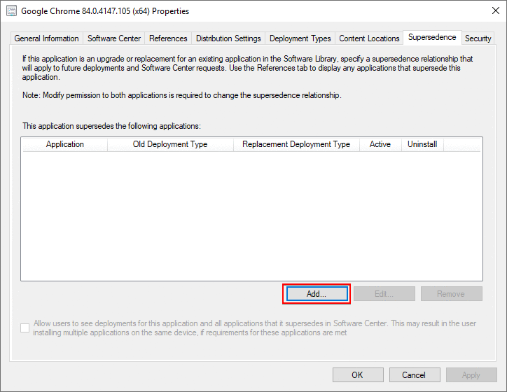 Supersede Application for Third-Party Update Rollback in SCCM