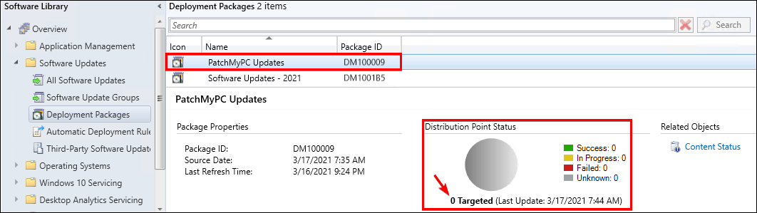 SCCM Software Update Deployment Package not Distributed