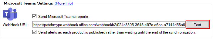 Sent Test for Microsoft Teams Webhook for Connector