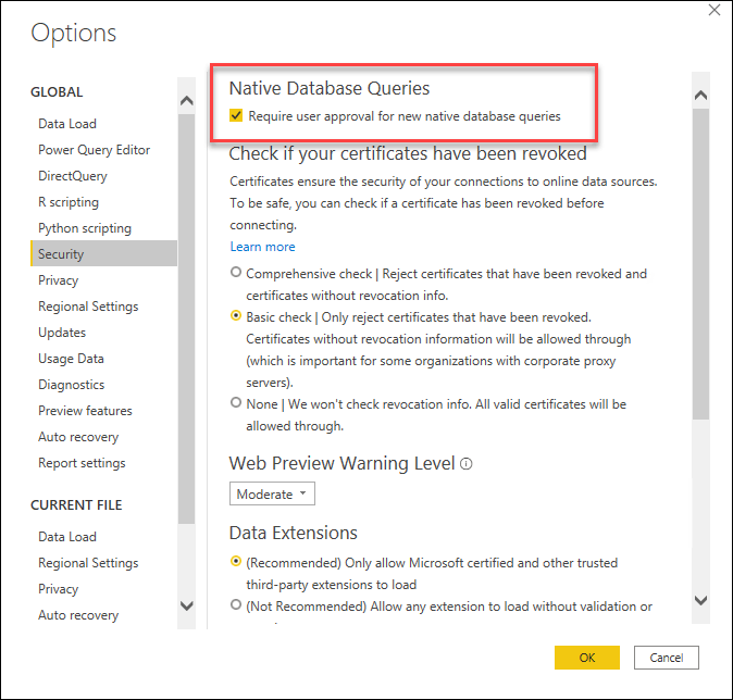 Power BI Native Database Queries