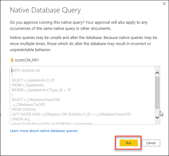 Allow Native Database Query