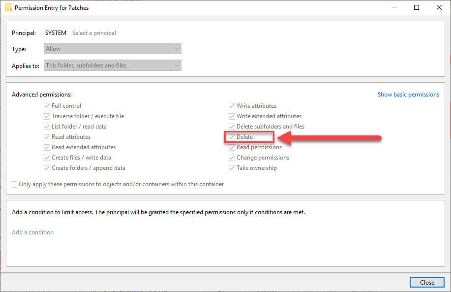 NTFS Delete permission