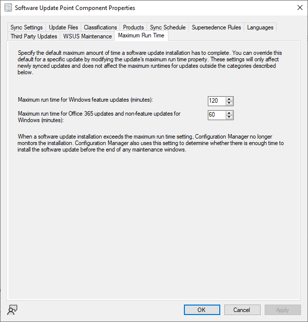 ConfigMgr SUP updates max run time