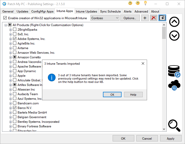 Import settings from other Publishers for multitenancy