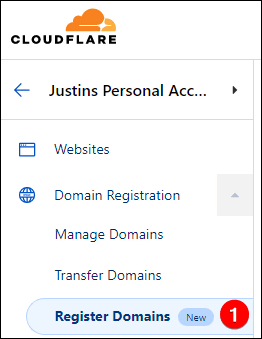 Cloudflare Register Domains Navigation