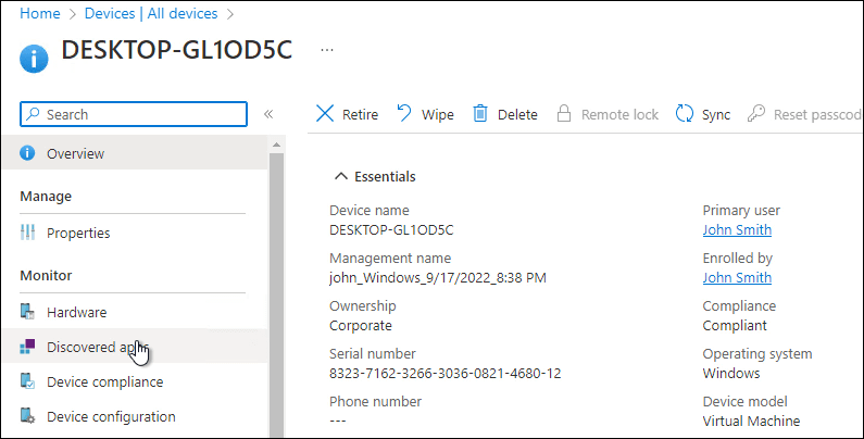 Device enrolled into Microsoft Intune