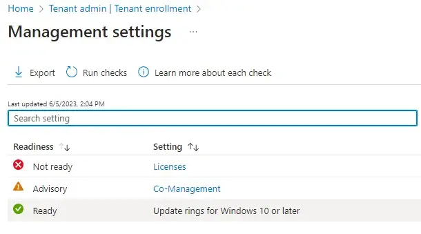 Details of any error, warnings, or advisories that may have been displayed via the Readiness Assessment Tool