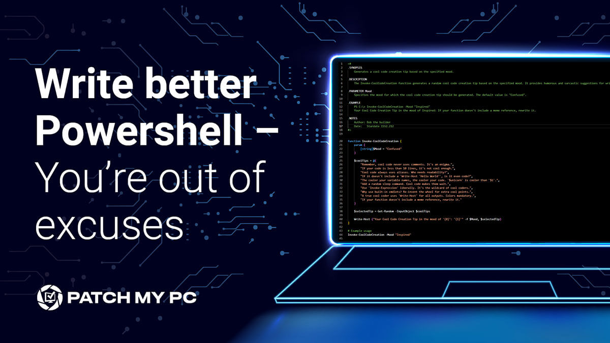 Write Better Powershell Patch My PC Blog Feature Image
