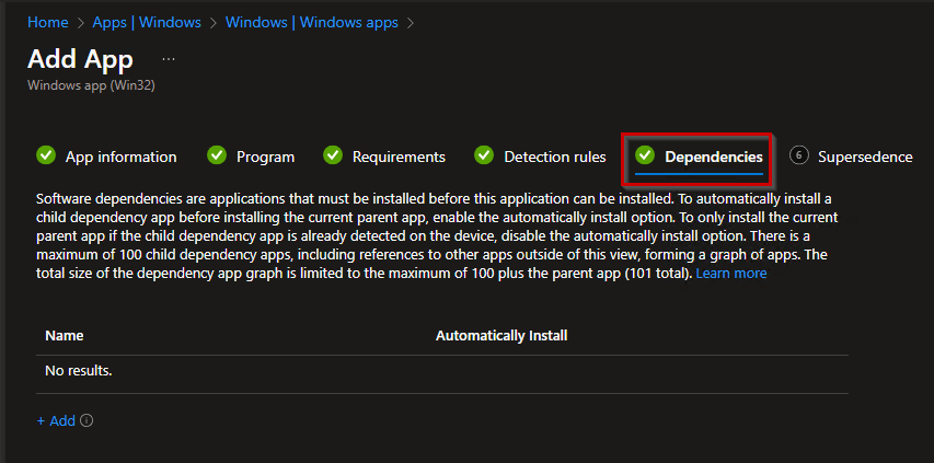 Intune: Win32 App Dependency Options