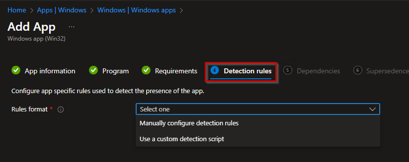 Intune: Win32 App Detection Rule Options