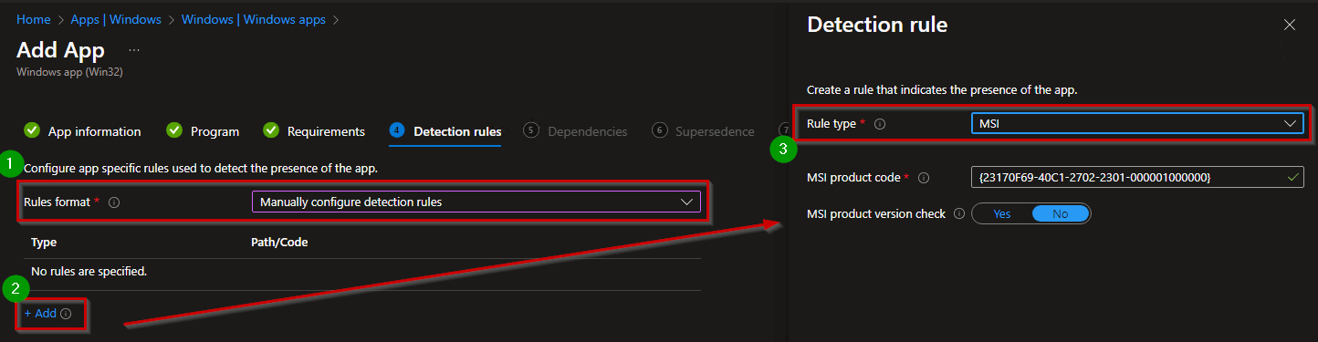 Intune: Win32 App Manual Detection Rule Example (MSI)