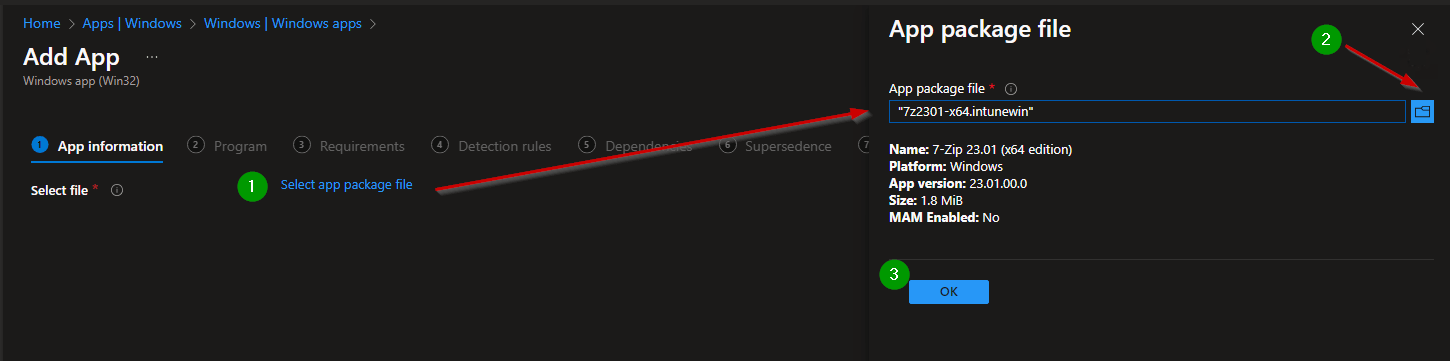Intune: Win32 App Selecting Created .intunewin File