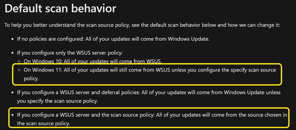 Default Scan behavior in Windows 11