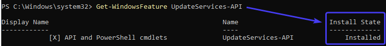 Verify if the UpdateServices API is successfully installed