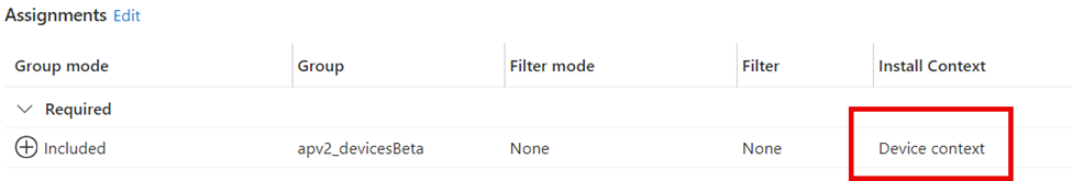 configuring the installation context and selecting device context