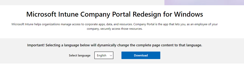 downloading the new intune company portal