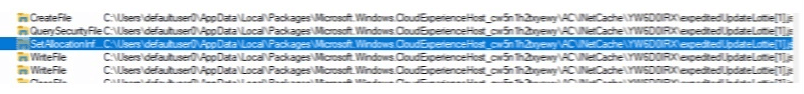 the json file that contains the instruction to enable the Windows Update Experience is saved in defaultuser appdata folder