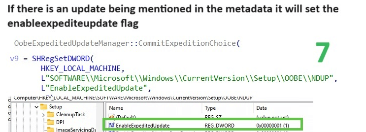 the enableexpediteupdate key is set to 1 which will trigger the new Windows Update Experience