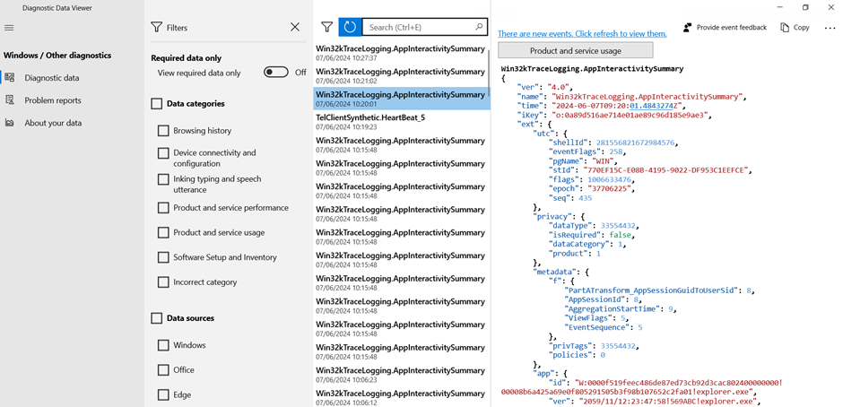 Diagnostics Data viewer