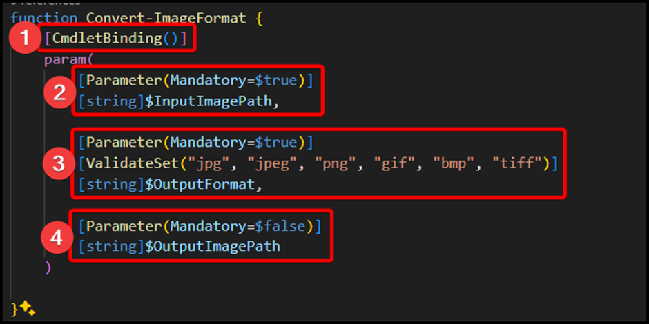 PowerShell CmdletBinding & Parameters to convert an image