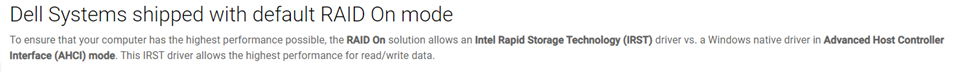 Dell is mentioning that by default they are turning on RAID for performance reasons