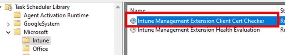 A new scheduled task called Intune Management Extension Client Cert Checker showed up on the device