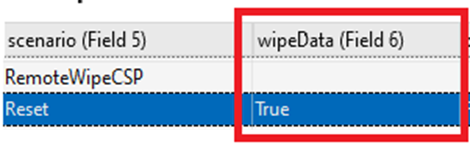 the WipeData marker been set with the reset Scenario