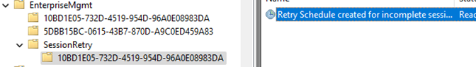 the retry schedule created for incomplete session showing up in the task scheduler