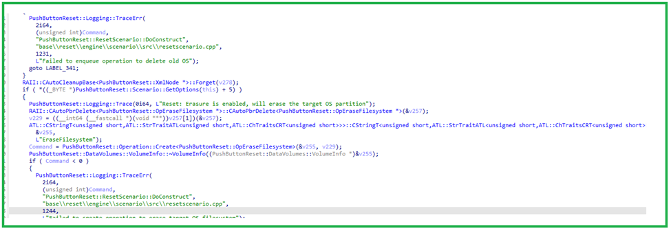 resetengine.dll responsible for the wipe, shows us the erare of the filesystem in the code.