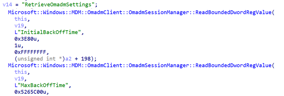 when a dns error occurs, the backoff feature will be initialized and would check the oma dm settings: initialbackofftime and maxbackofftime. 