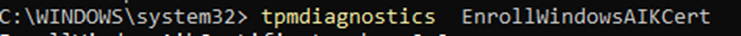 using the tpmdiagnostics tool to enrollwindowsaikcert