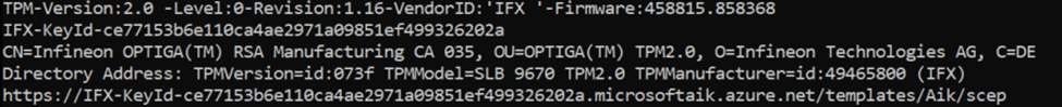 the infineon tpm output