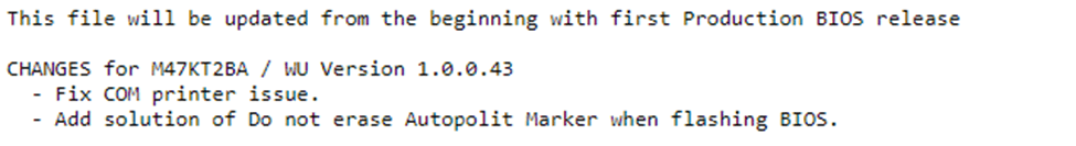 bios update readme mentioning the issue with the autopilot marker