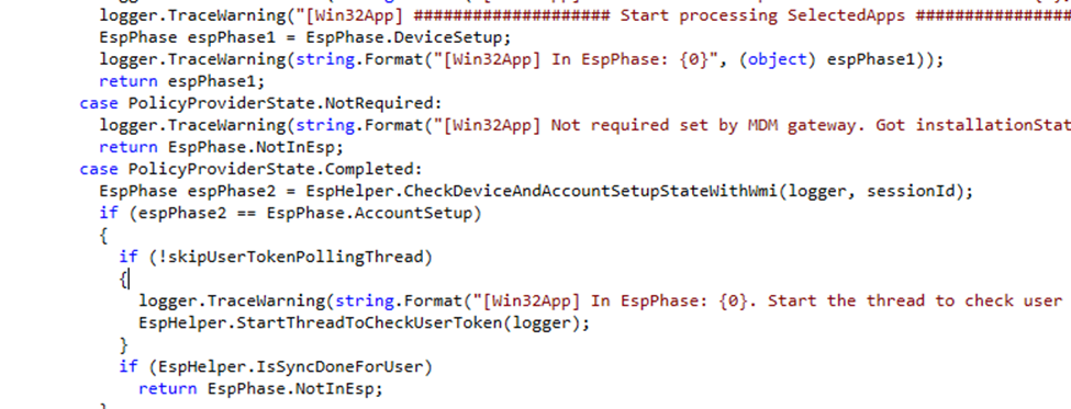 a snippet from the IME code showing the CheckDeviceAndAccountSetupStateWithWmi function