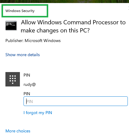 when elevating a process with administrator protection is enabled, you will notice a new Windows Security prompt instead of the legacy UAC prompt