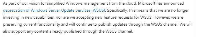 wsus deprecation