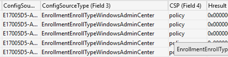 Enrollmenttype 28 is the Windows Admin Center Enrollment which belongs to OSConfig