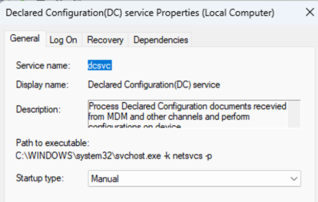 The WinDC / Windows Declared Configuration Service / DCSVC