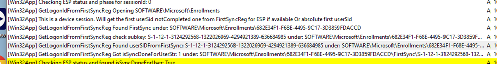 Inside the Appworkload.log we will spot if the the fistsync is being detected or not.