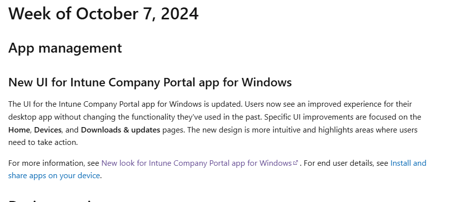 microsoft anounces the new UI for the Intune Company Portal App for Windows