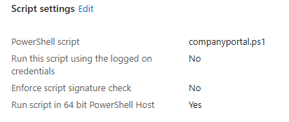 configuring the auto startup script to ensure the company portal is launched after Autopilot