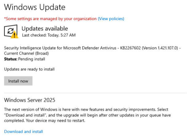 Windows Update UI started offering them as optional updates on Server 2022