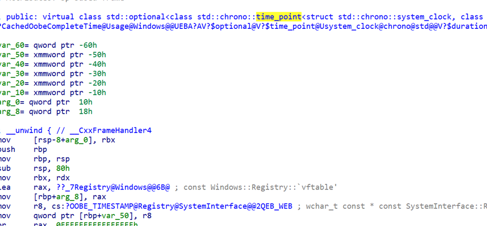 the function that shows the cached oobe complete time