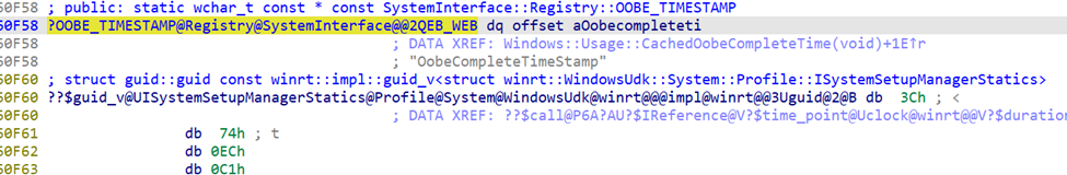 storing the oobe time stamp in the registry (OOBECompleteTimestamp)