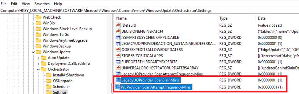 manually creating orchestrator settings to bypass some start scan requirements