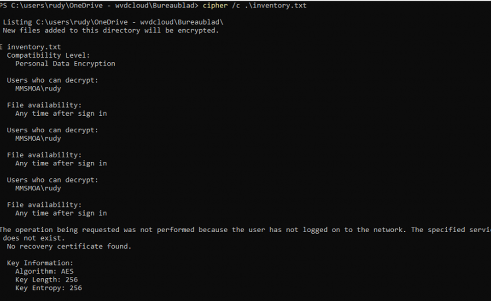 running cipher /c  with SYSTEM Account with Protected User Logged In